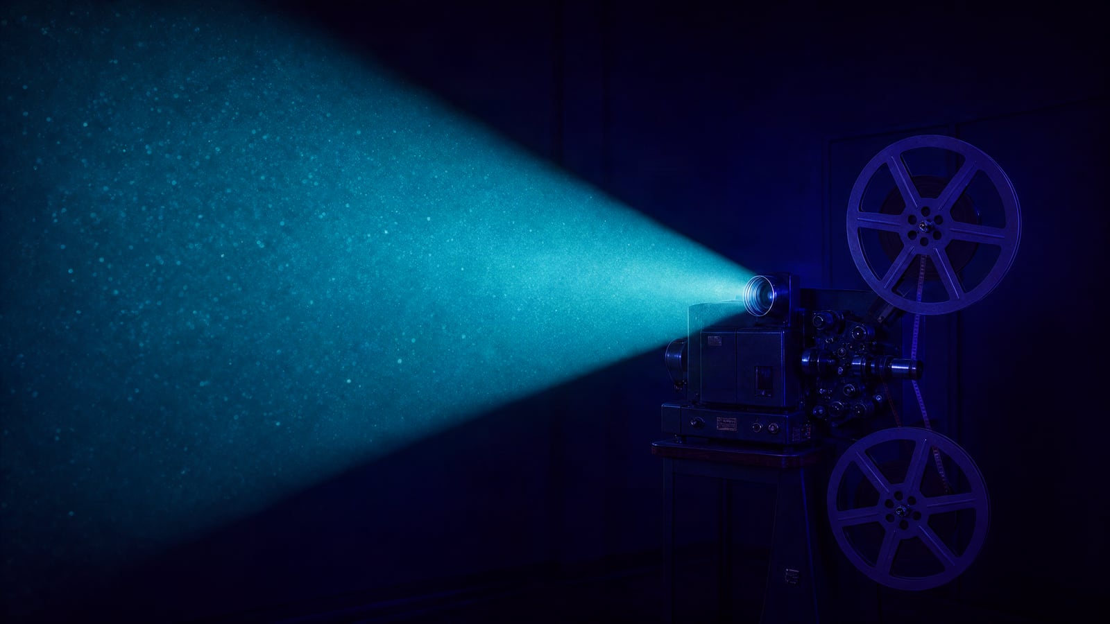Proyector de cine con un haz de luz