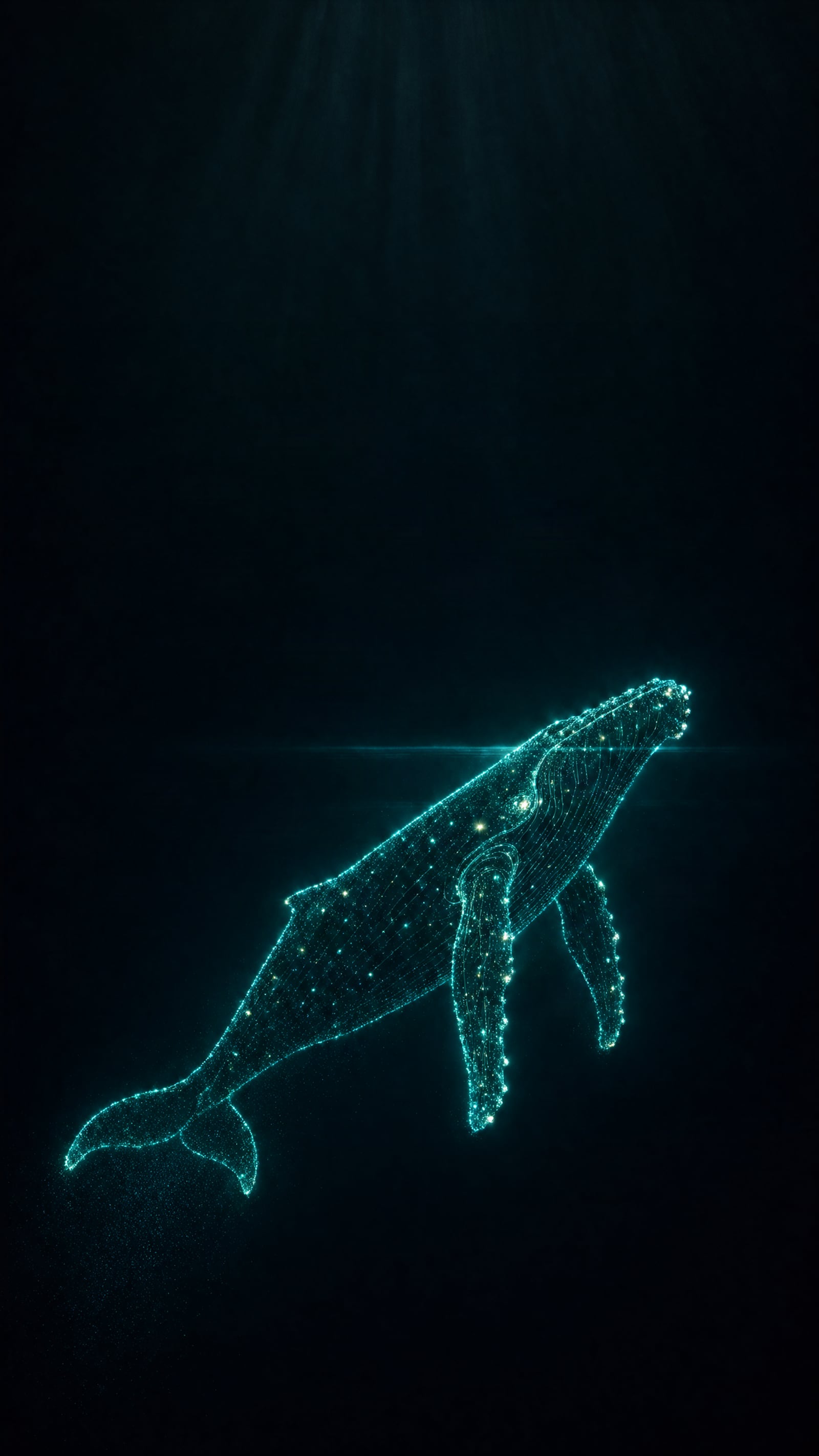 La ballena de luz sube hacia la superficie